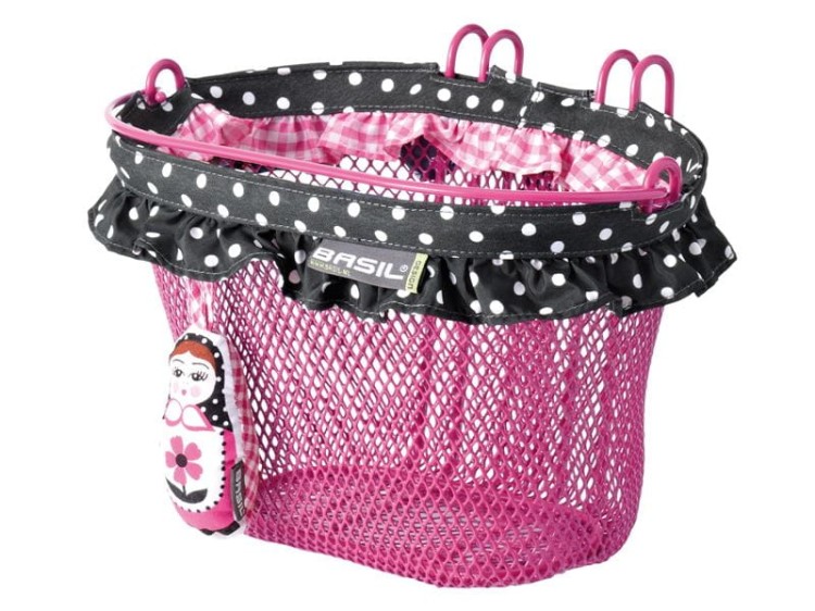 Kosz na kierownicę BASIL JASMIN BABOUSHKA BASKET JUNIOR mocowanie na haki 12-20, stalowy różowy.jpg