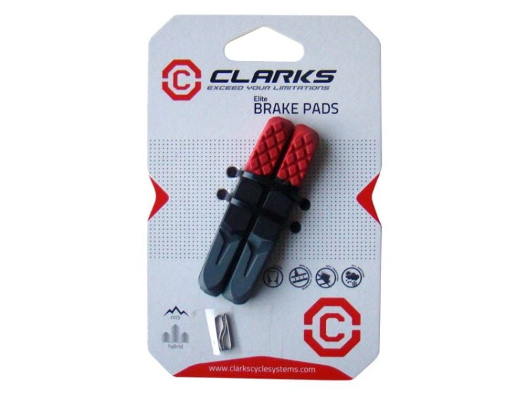 Wkładki hamulcowe CLARK'S CPS501 MTB (V-brake, Warunki Suche i Mokre) 70mm czerwono-czarno-szare..jpg